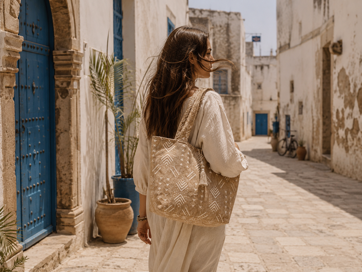 Beige Schultertasche – zeitlos & handgefertigt